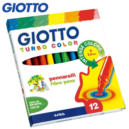 【義大利 GIOTTO】可洗式兒童細頭彩色筆(12色) / 盒